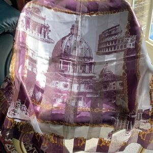 Beautiful Vintage Raffaello Roma souvenir scarf of the Vatican in Rome.